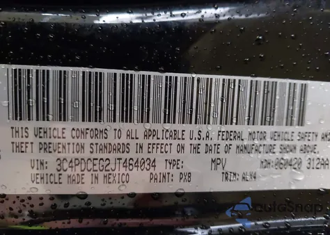 2018 Dodge Journey Gt from USA, damaged, VIN 3C4PDCEG2JT464034